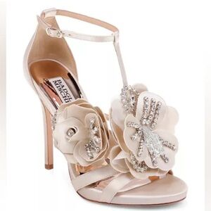 Badgley Mischka Women's Lisa Embellished Satin Floral Appliqué High-Heel Sandals